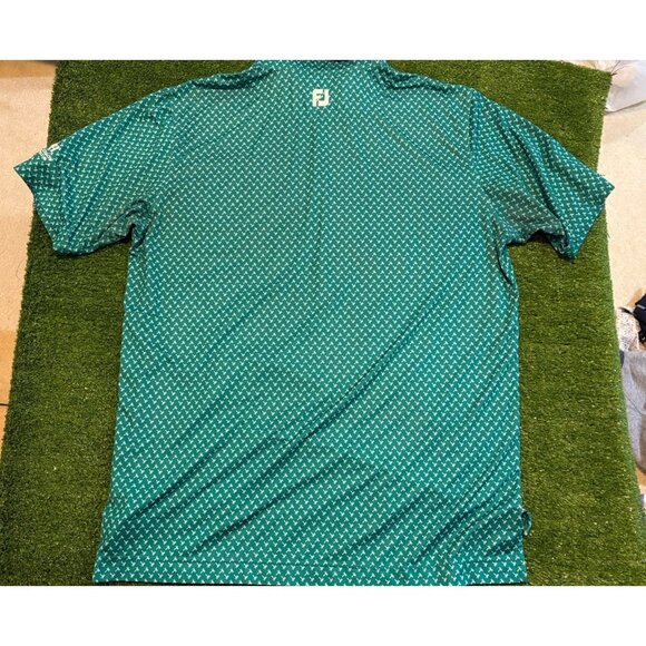 Footjoy polo mens XL green white lightweight breathable palm tree stretch K - Picture 9 of 13
